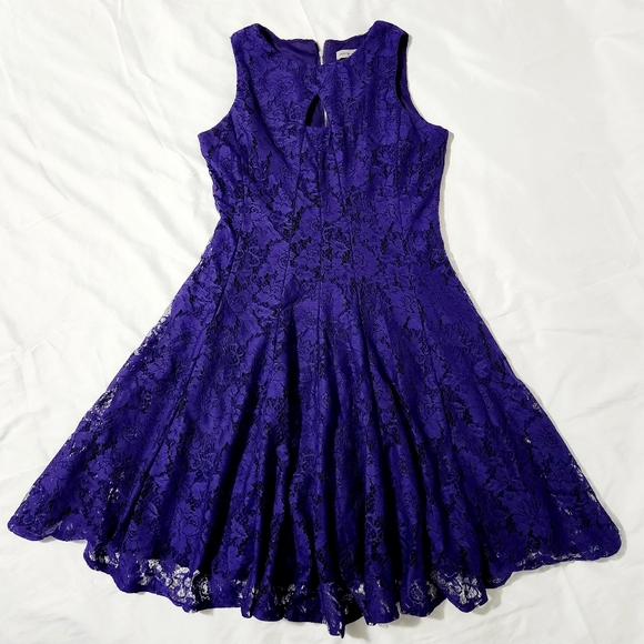 danny and nicoles Fit & Flare Dress Sleeveless Lace Overlay Blue Size 6 - Picture 1 of 9